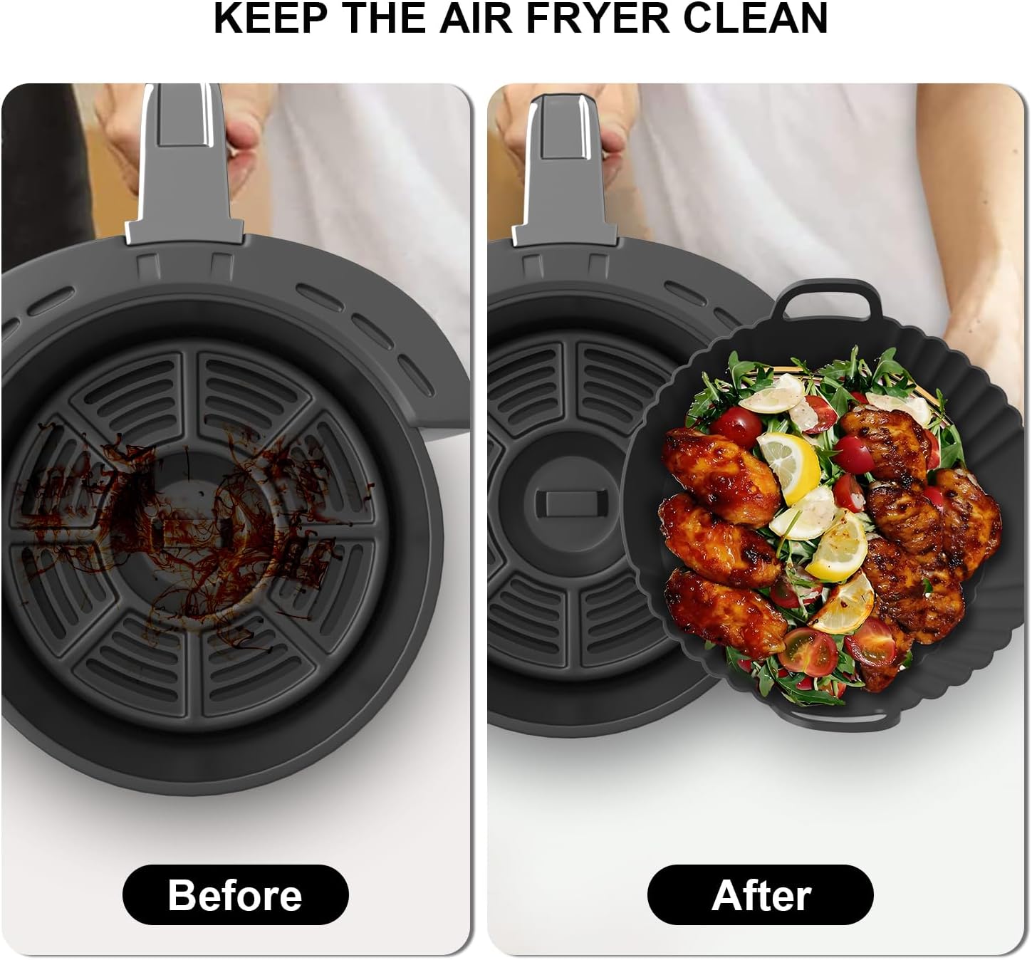 Round Silicone Air Fryer Liners 3 Pack 4-5.3QT for Ninja AF101/161
